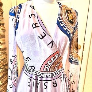 Midi Wrap Dress Versace print